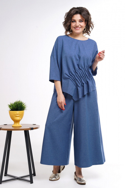 Блуза, кюлоты Alani Collection 2311 синий - фото 4