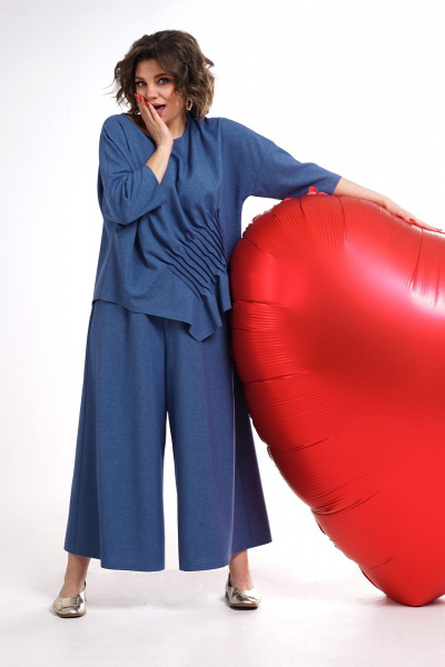 Блуза, кюлоты Alani Collection 2311 синий - фото 13