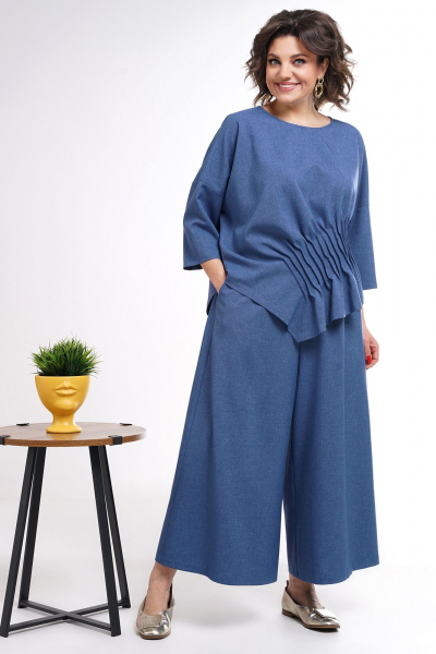 Блуза, кюлоты Alani Collection 2311 синий - фото 2