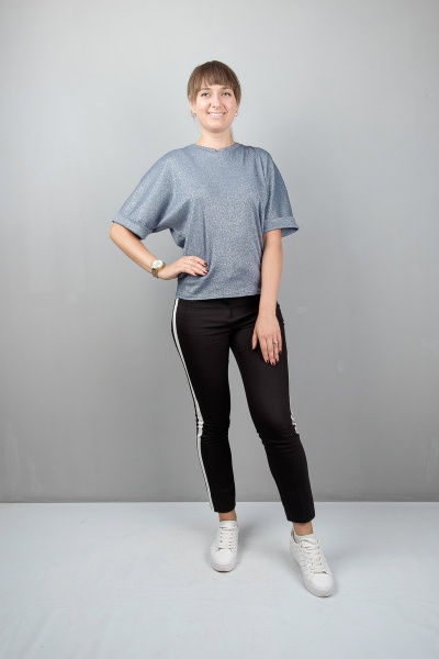 Блуза из трикотажа с декоративными вставками и люрексом Mita ЖМ917 серый - фото 2