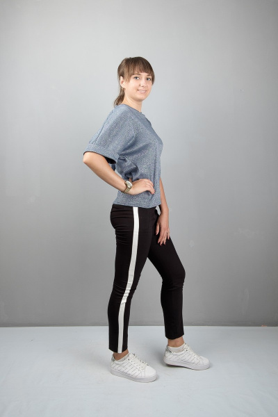 Блуза из трикотажа с декоративными вставками и люрексом Mita ЖМ917 серый - фото 4