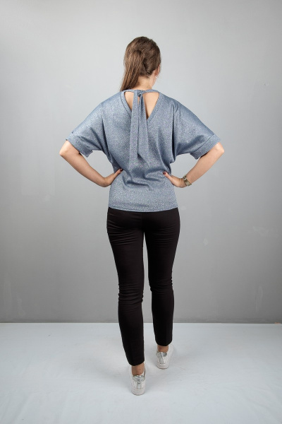Блуза из трикотажа с декоративными вставками и люрексом Mita ЖМ917 серый - фото 6
