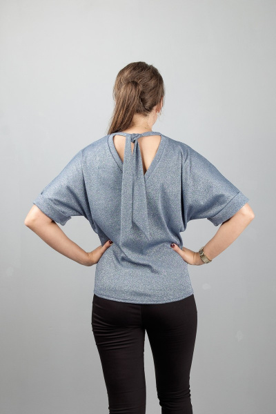 Блуза из трикотажа с декоративными вставками и люрексом Mita ЖМ917 серый - фото 7