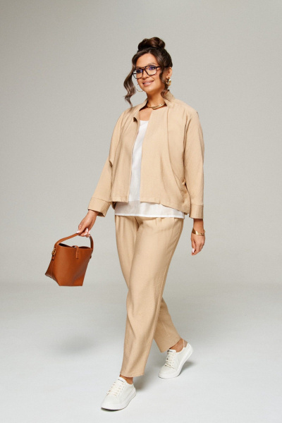 Блуза, брюки, жакет Beautiful&Free 6315 бежевый - фото 2