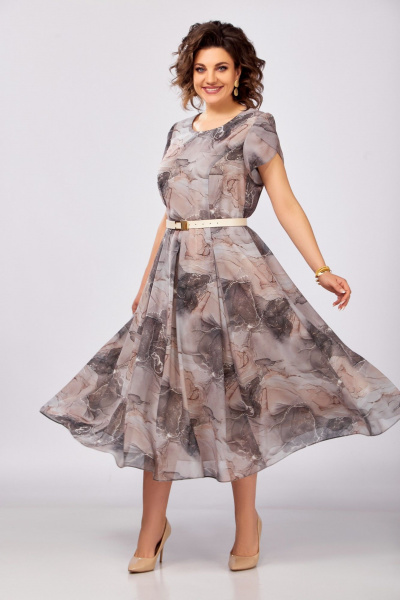 Платье Swallow 843.2 принт_бежево-коричневый_мрамор - фото 4