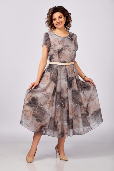 Платье Swallow 843.2 принт_бежево-коричневый_мрамор - фото 2