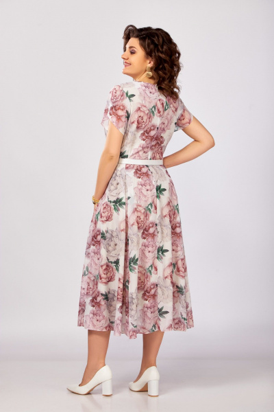 Платье Swallow 843.3 молочный/принт_бежевые_розовые_пионы - фото 7