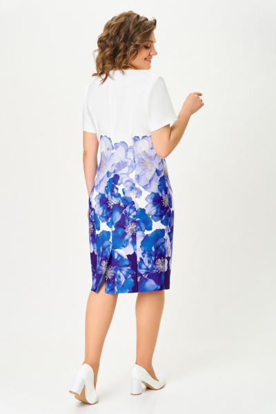 Платье Swallow 847 молочный/васильковые_цветы - фото 9