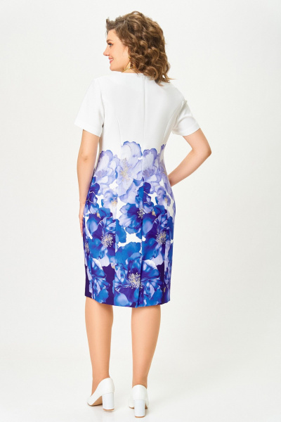 Платье Swallow 847 молочный/васильковые_цветы - фото 8