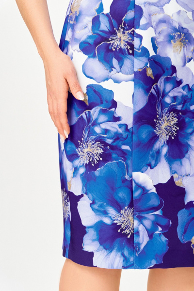 Платье Swallow 847 молочный/васильковые_цветы - фото 7