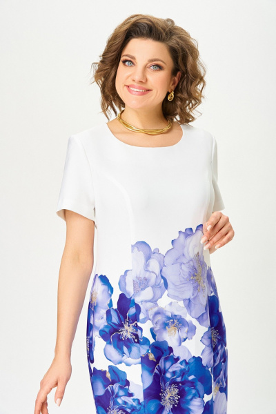 Платье Swallow 847 молочный/васильковые_цветы - фото 6