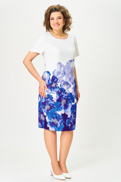 Платье Swallow 847 молочный/васильковые_цветы - фото 2