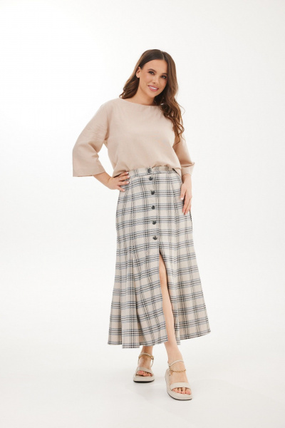 Юбка Mirolia 1117 бежевая_клетка - фото 2
