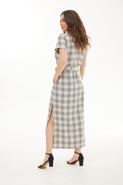 Платье Mirolia 1247 бежевая_клетка - фото 5