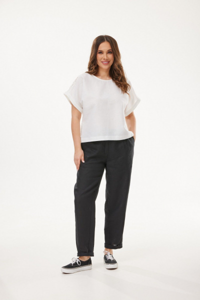 Блуза, брюки Mirolia 1175+1155 белый+чёрный - фото 1