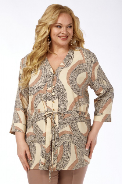 Блуза Элль-стиль 2372а бежевый_принт - фото 7