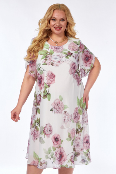 Платье Элль-стиль 2209/12 молоко_принт_цветы - фото 11