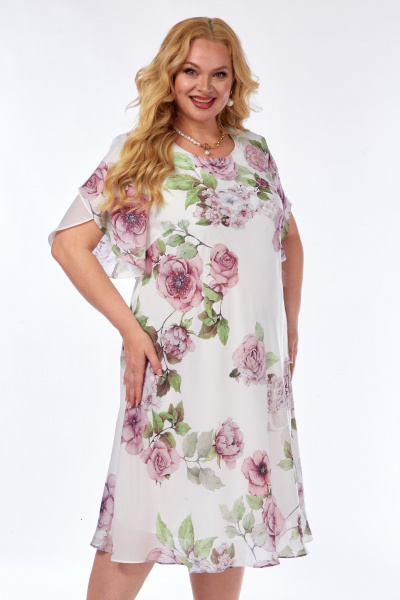 Платье Элль-стиль 2209/12 молоко_принт_цветы - фото 10