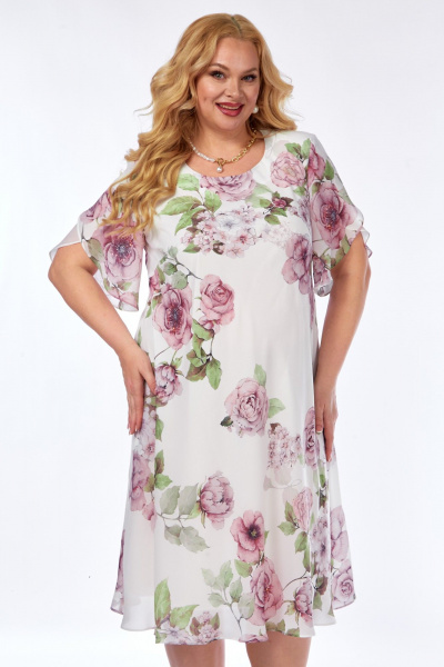 Платье Элль-стиль 2209/12 молоко_принт_цветы - фото 9