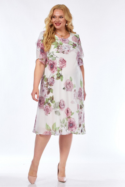 Платье Элль-стиль 2209/12 молоко_принт_цветы - фото 8