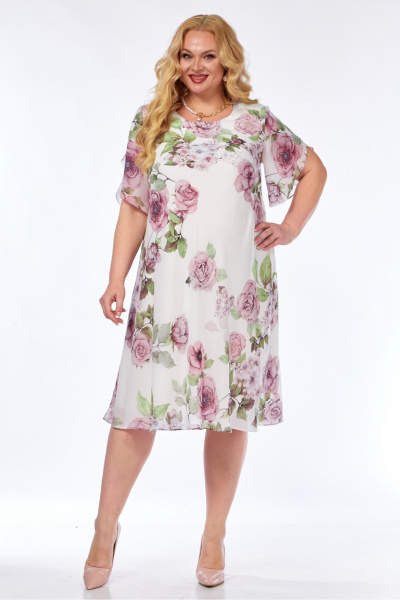 Платье Элль-стиль 2209/12 молоко_принт_цветы - фото 6