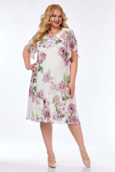 Платье Элль-стиль 2209/12 молоко_принт_цветы - фото 5