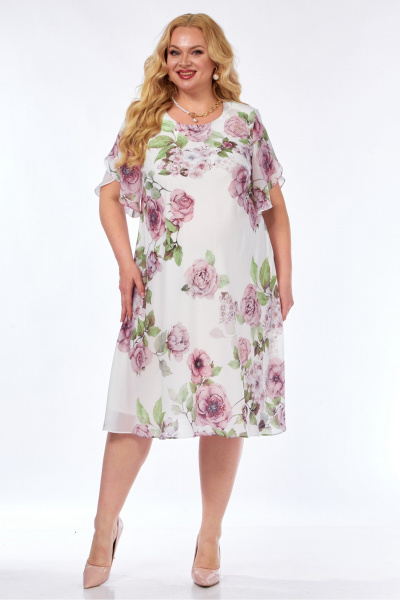 Платье Элль-стиль 2209/12 молоко_принт_цветы - фото 2