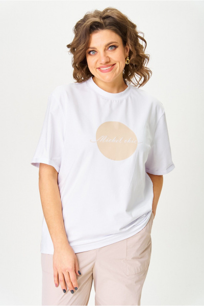 Брюки, футболка Michel chic 1414 белый,бежевый - фото 7