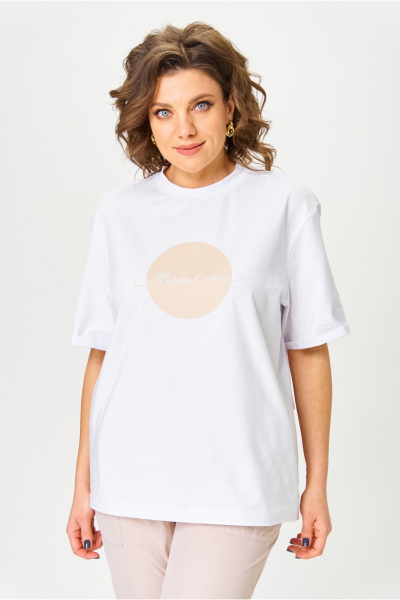 Брюки, футболка Michel chic 1414 белый,бежевый - фото 6