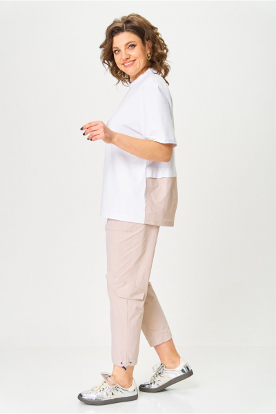 Брюки, футболка Michel chic 1414 белый,бежевый - фото 4
