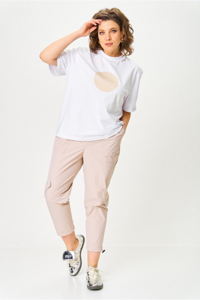 Брюки, футболка Michel chic 1414 белый,бежевый - фото 3