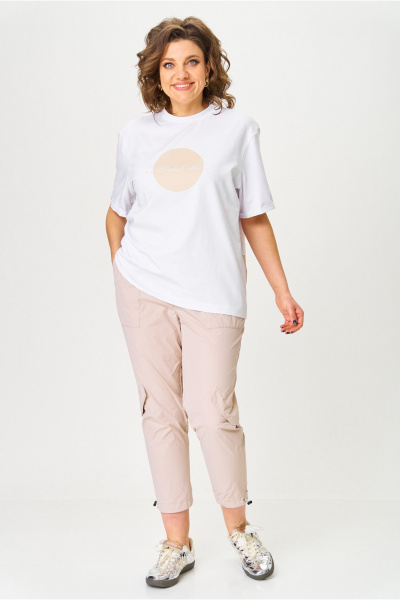 Брюки, футболка Michel chic 1414 белый,бежевый - фото 2