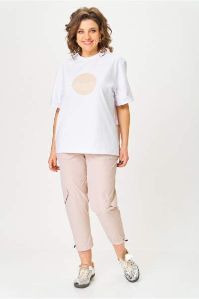 Брюки, футболка Michel chic 1414 белый,бежевый - фото 1