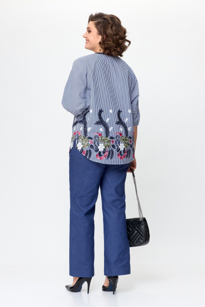 Блуза Michel chic 792 синий,полоска - фото 5