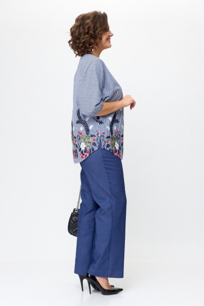 Блуза Michel chic 792 синий,полоска - фото 4
