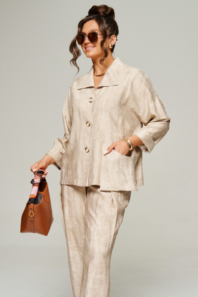 Брюки, жакет Beautiful&Free 6324 бежевый - фото 6