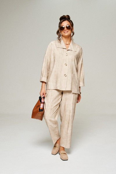 Брюки, жакет Beautiful&Free 6324 бежевый - фото 1