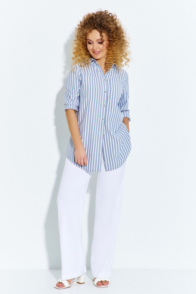 Брюки, рубашка Euromoda 596 синяя_полоса - фото 3
