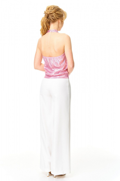 Брюки, топ T&N 7632 «галограмма»розовый+белый - фото 7