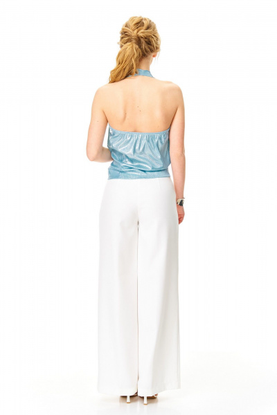 Брюки, топ T&N 7632 «галограмма»голубой+белый - фото 6