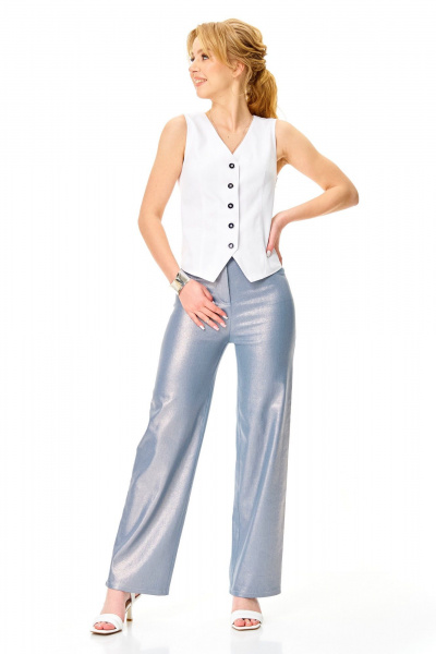 Брюки, жилет T&N 7634 белый+стальной_голубой_блеск - фото 2