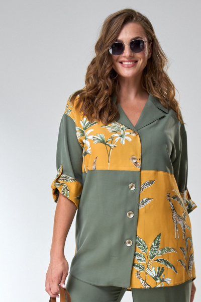 Блуза, брюки Anastasia 1216 олива - фото 4