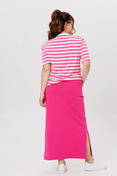 Футболка, юбка Michel chic 1405 розовый,полоска - фото 5
