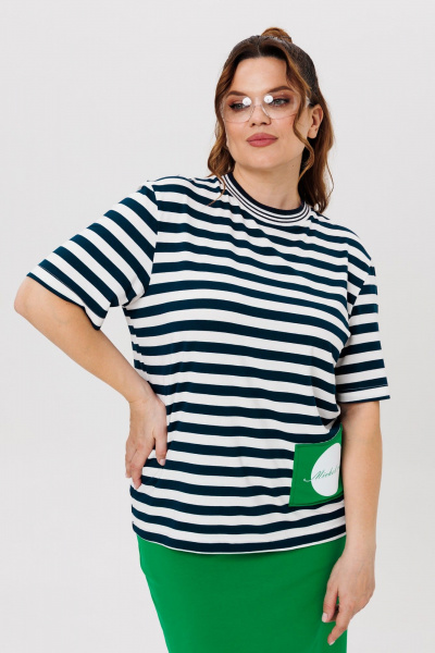 Футболка, юбка Michel chic 1405 зеленый,полоска - фото 6