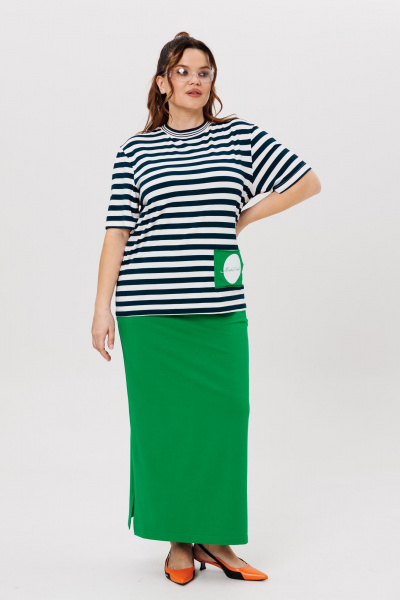 Футболка, юбка Michel chic 1405 зеленый,полоска - фото 2