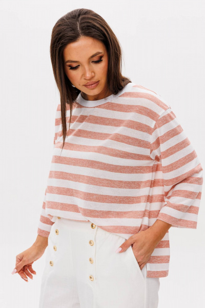 Бежевый костюм из трикотажа с металлической фурнитурой Fantazia Mod 4779 - фото 5