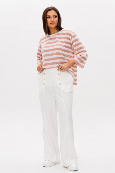 Бежевый костюм из трикотажа с металлической фурнитурой Fantazia Mod 4779 - фото 2