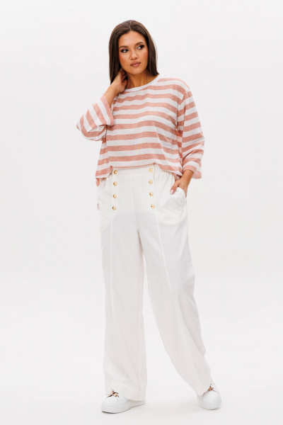 Бежевый костюм из трикотажа с металлической фурнитурой Fantazia Mod 4779 - фото 1