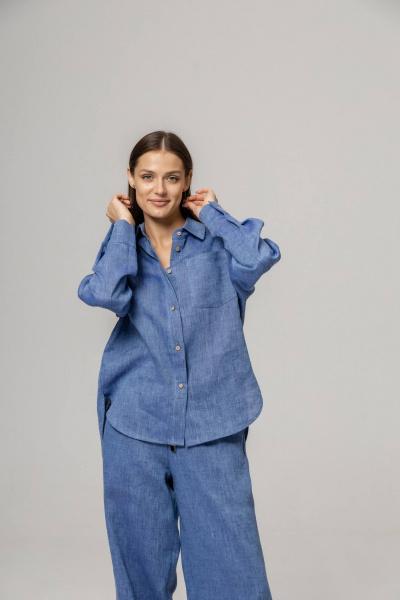 Брюки, рубашка Twok 110204 деним - фото 5