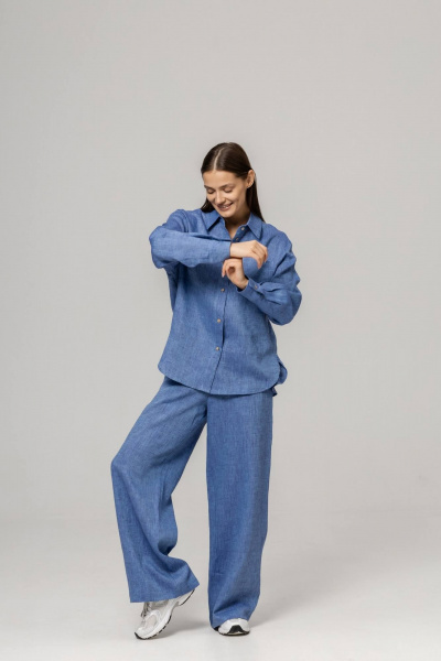 Брюки, рубашка Twok 110204 деним - фото 3